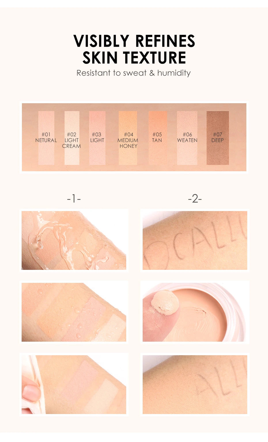 FOCALLURE Waterproof Full Coverage Concealer Cream Long-lasting Oil-control Moisturizing Lightweight Foundation Makeup Cosmetics