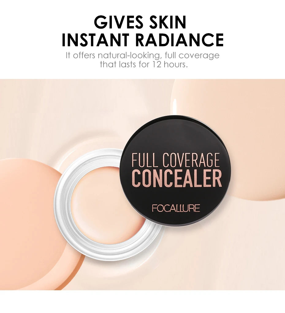 FOCALLURE Waterproof Full Coverage Concealer Cream Long-lasting Oil-control Moisturizing Lightweight Foundation Makeup Cosmetics