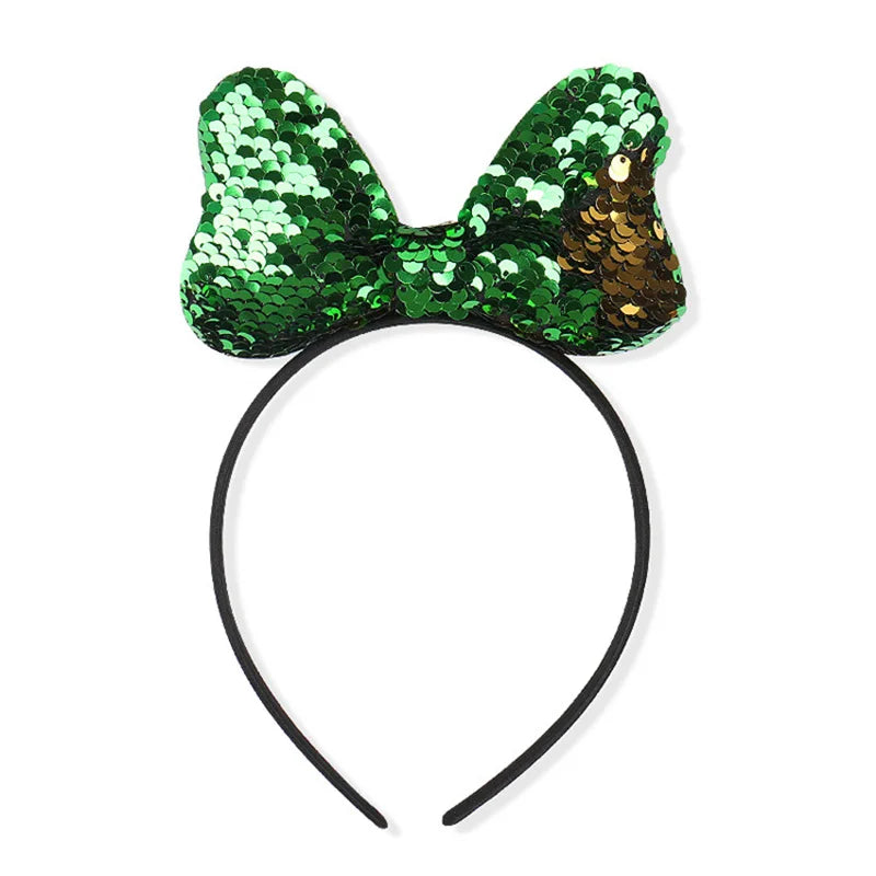 Girls Sequins Bowknot Crown Headbands Sparkly Bling Kids Hair Hoop Sequins Reversible Hairband for Birthday Party Supplies