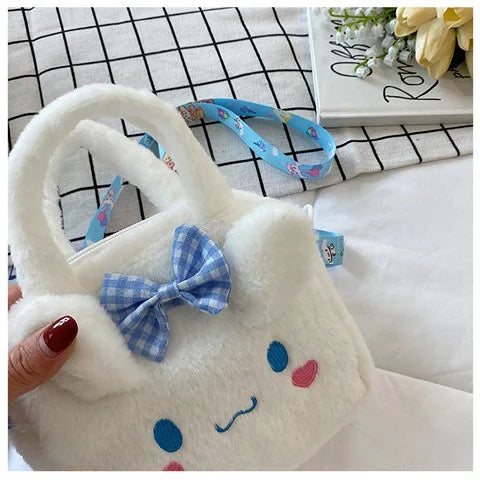 Kawaii Sanrio Plush Bag Kuromi Melody Cinnamoroll Cartoon Anime Handbag Crossbody Cosmetic Travel Storage Bags Women Girls Gifts