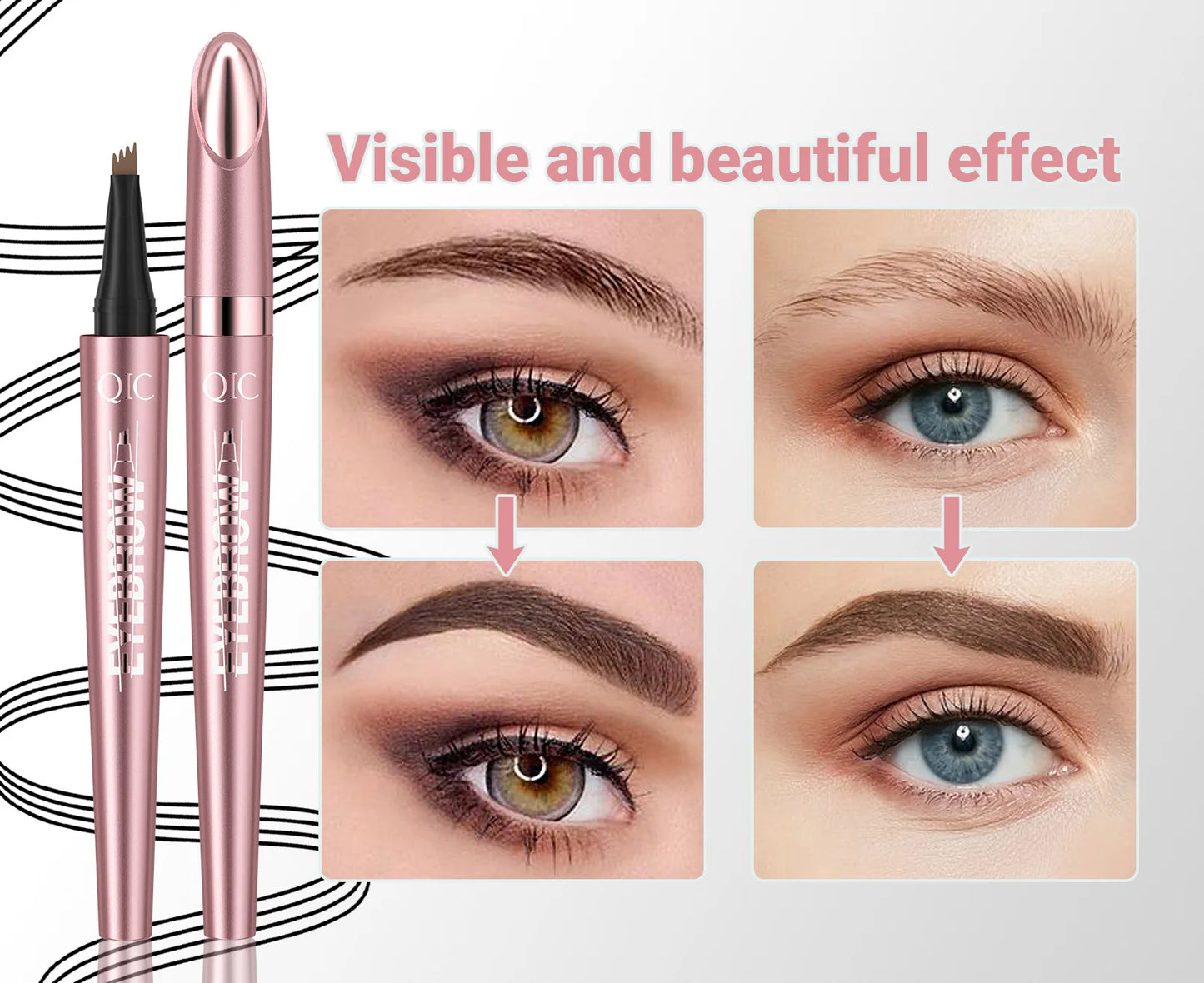 4 Fork Tip Eyebrow Pencil 3D Microblading Waterproof Dark Brown Natural Colour Fine Stroke Magic Eyebrow Pencil 2024 New Ladies