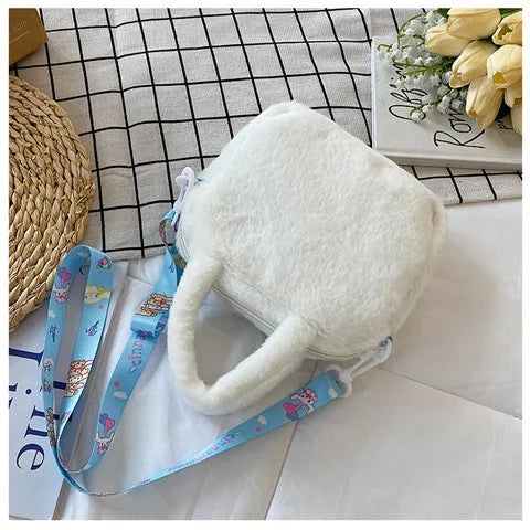 Kawaii Sanrio Plush Bag Kuromi Melody Cinnamoroll Cartoon Anime Handbag Crossbody Cosmetic Travel Storage Bags Women Girls Gifts