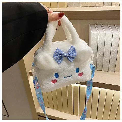 Kawaii Sanrio Plush Bag Kuromi Melody Cinnamoroll Cartoon Anime Handbag Crossbody Cosmetic Travel Storage Bags Women Girls Gifts