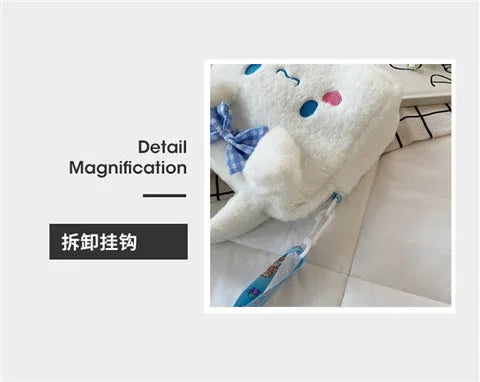 Kawaii Sanrio Plush Bag Kuromi Melody Cinnamoroll Cartoon Anime Handbag Crossbody Cosmetic Travel Storage Bags Women Girls Gifts