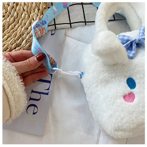 Kawaii Sanrio Plush Bag Kuromi Melody Cinnamoroll Cartoon Anime Handbag Crossbody Cosmetic Travel Storage Bags Women Girls Gifts