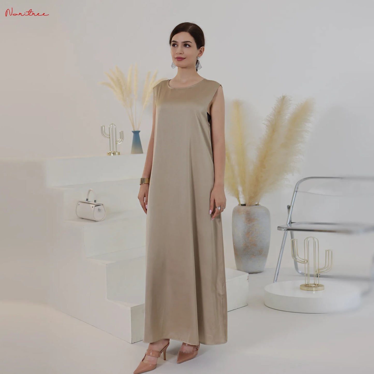 White Ramadan Inner Dresses Islamic Clothing For Women Dubai Abaya Turkey Arabic Muslim Dress Robe Musulmane Femme Vestidos Robe