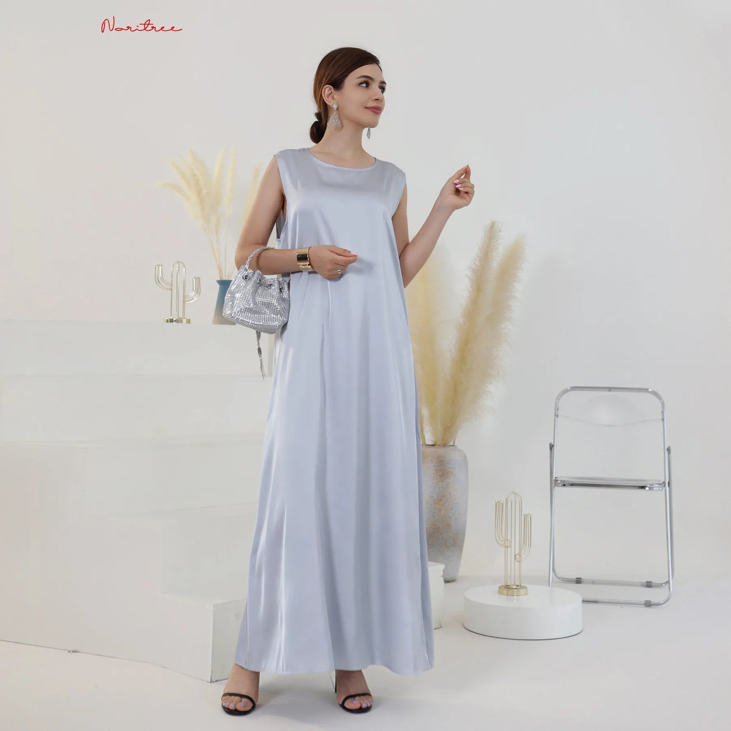 White Ramadan Inner Dresses Islamic Clothing For Women Dubai Abaya Turkey Arabic Muslim Dress Robe Musulmane Femme Vestidos Robe