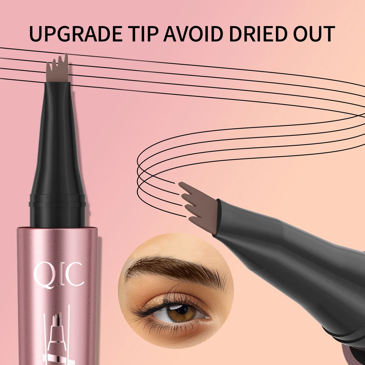 4 Fork Tip Eyebrow Pencil 3D Microblading Waterproof Dark Brown Natural Colour Fine Stroke Magic Eyebrow Pencil 2024 New Ladies