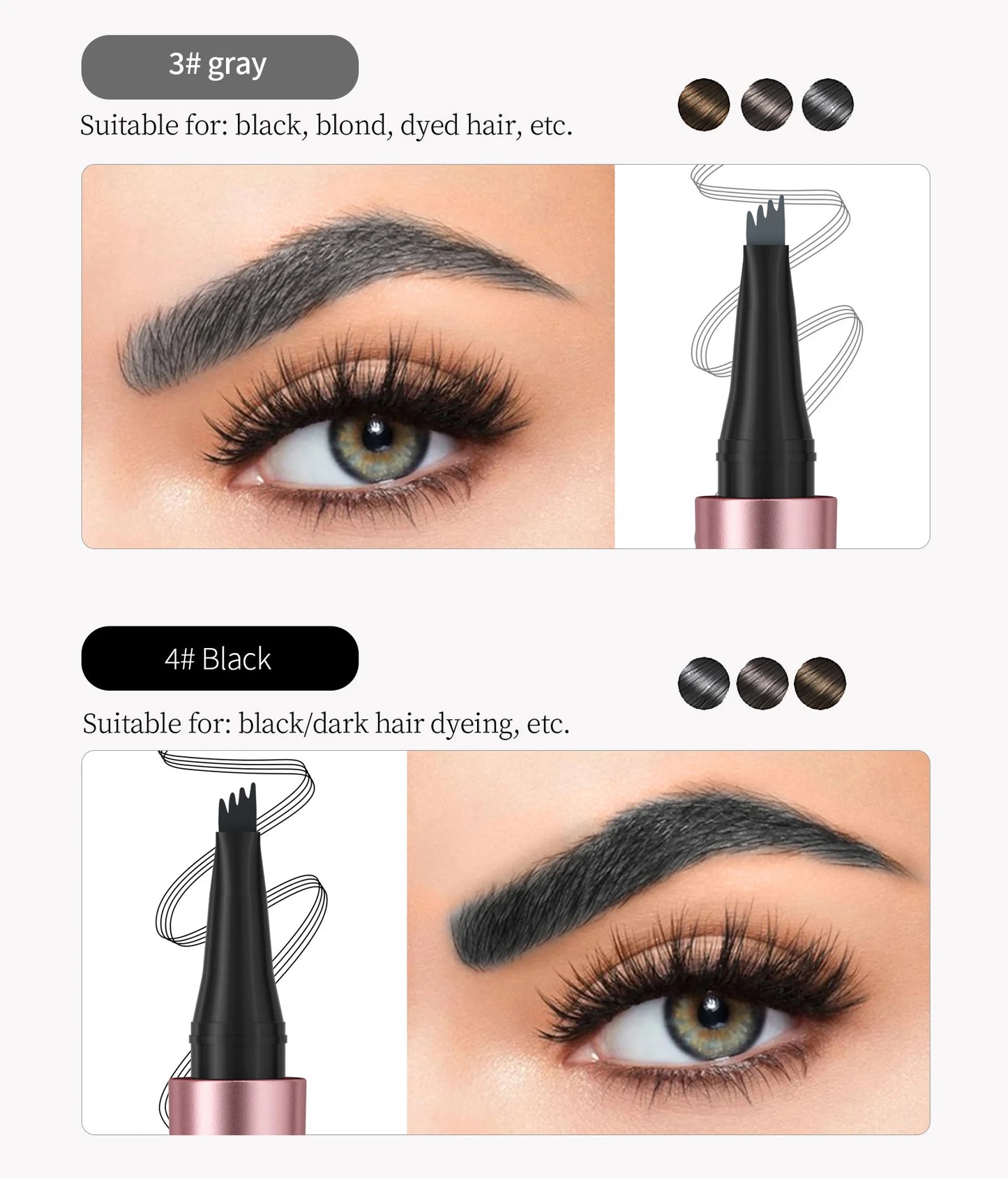 4 Fork Tip Eyebrow Pencil 3D Microblading Waterproof Dark Brown Natural Colour Fine Stroke Magic Eyebrow Pencil 2024 New Ladies