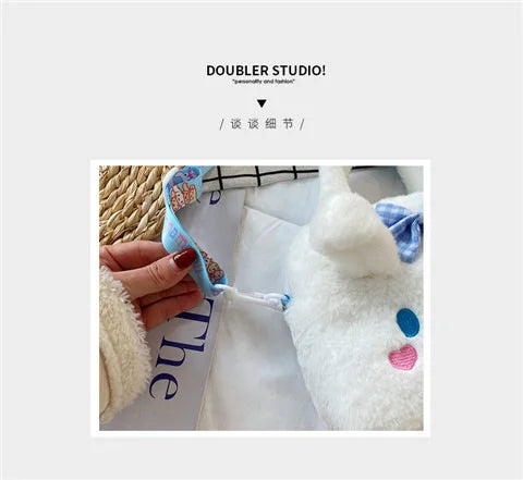 Kawaii Sanrio Plush Bag Kuromi Melody Cinnamoroll Cartoon Anime Handbag Crossbody Cosmetic Travel Storage Bags Women Girls Gifts