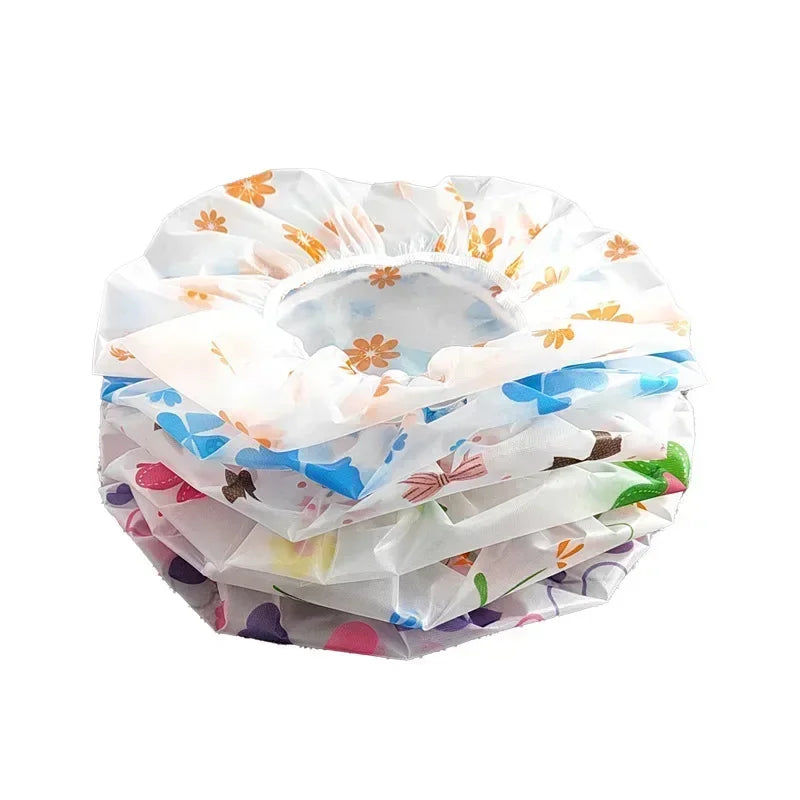 1/5Pcs Reusable Shower Cap with Elastic Band Waterproof & Thicken Bathing Hat for Women Perfect for Hair Salon & Home Use
