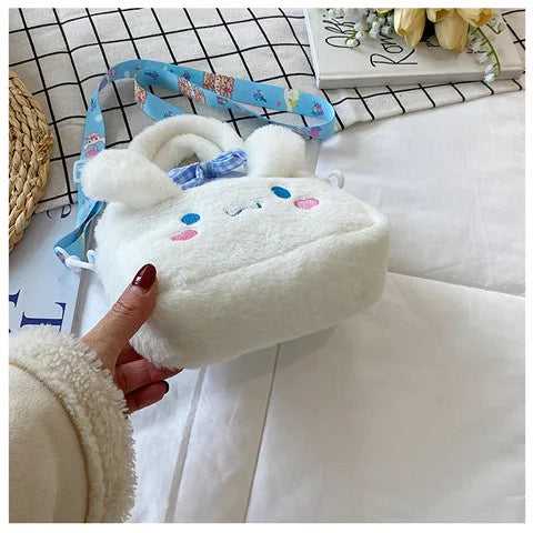 Kawaii Sanrio Plush Bag Kuromi Melody Cinnamoroll Cartoon Anime Handbag Crossbody Cosmetic Travel Storage Bags Women Girls Gifts