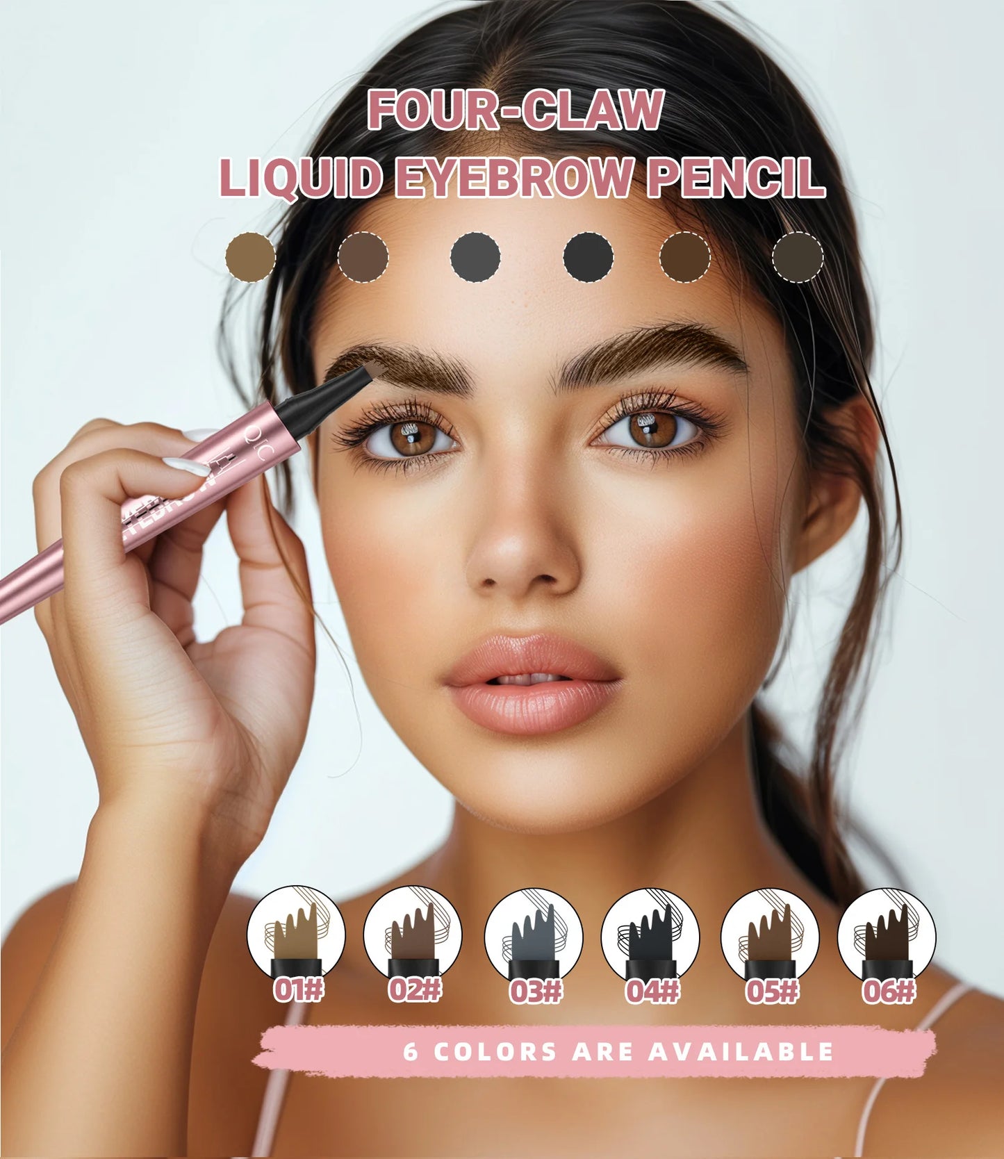 4 Fork Tip Eyebrow Pencil 3D Microblading Waterproof Dark Brown Natural Colour Fine Stroke Magic Eyebrow Pencil 2024 New Ladies