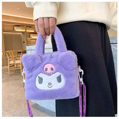 Kawaii Sanrio Plush Bag Kuromi Melody Cinnamoroll Cartoon Anime Handbag Crossbody Cosmetic Travel Storage Bags Women Girls Gifts