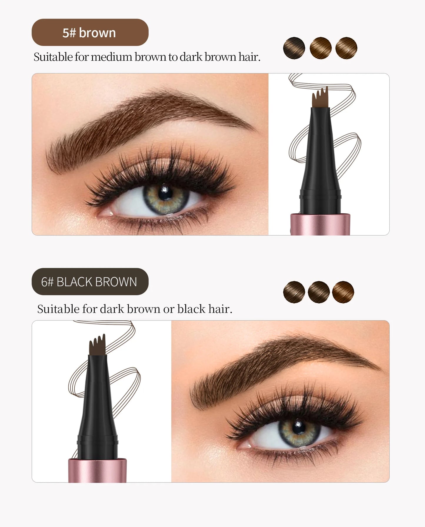 4 Fork Tip Eyebrow Pencil 3D Microblading Waterproof Dark Brown Natural Colour Fine Stroke Magic Eyebrow Pencil 2024 New Ladies