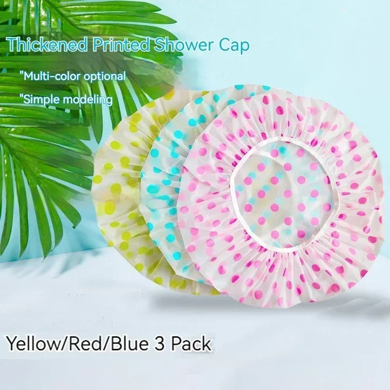 1/5Pcs Reusable Shower Cap with Elastic Band Waterproof & Thicken Bathing Hat for Women Perfect for Hair Salon & Home Use
