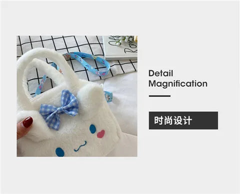 Kawaii Sanrio Plush Bag Kuromi Melody Cinnamoroll Cartoon Anime Handbag Crossbody Cosmetic Travel Storage Bags Women Girls Gifts