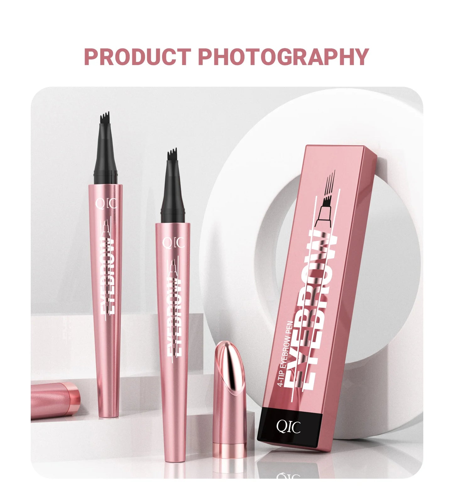 4 Fork Tip Eyebrow Pencil 3D Microblading Waterproof Dark Brown Natural Colour Fine Stroke Magic Eyebrow Pencil 2024 New Ladies