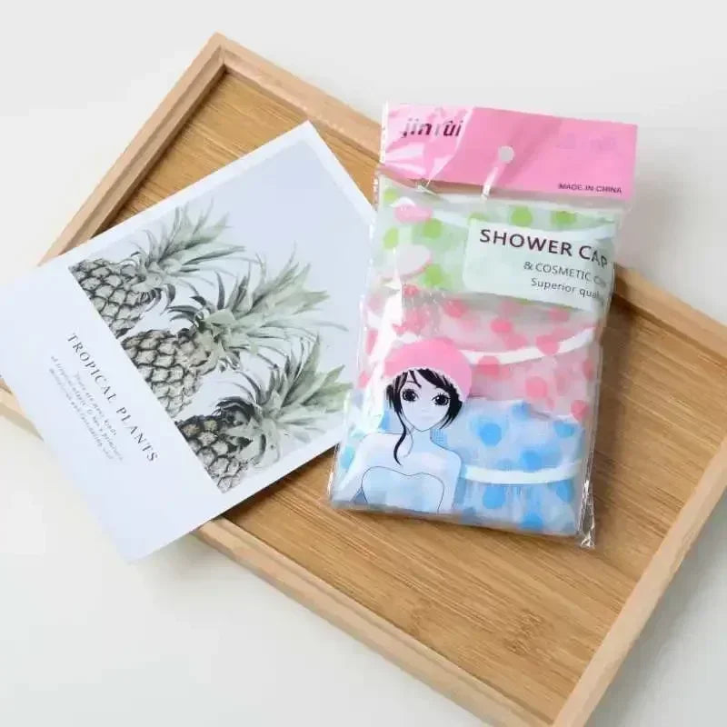1/5Pcs Reusable Shower Cap with Elastic Band Waterproof & Thicken Bathing Hat for Women Perfect for Hair Salon & Home Use