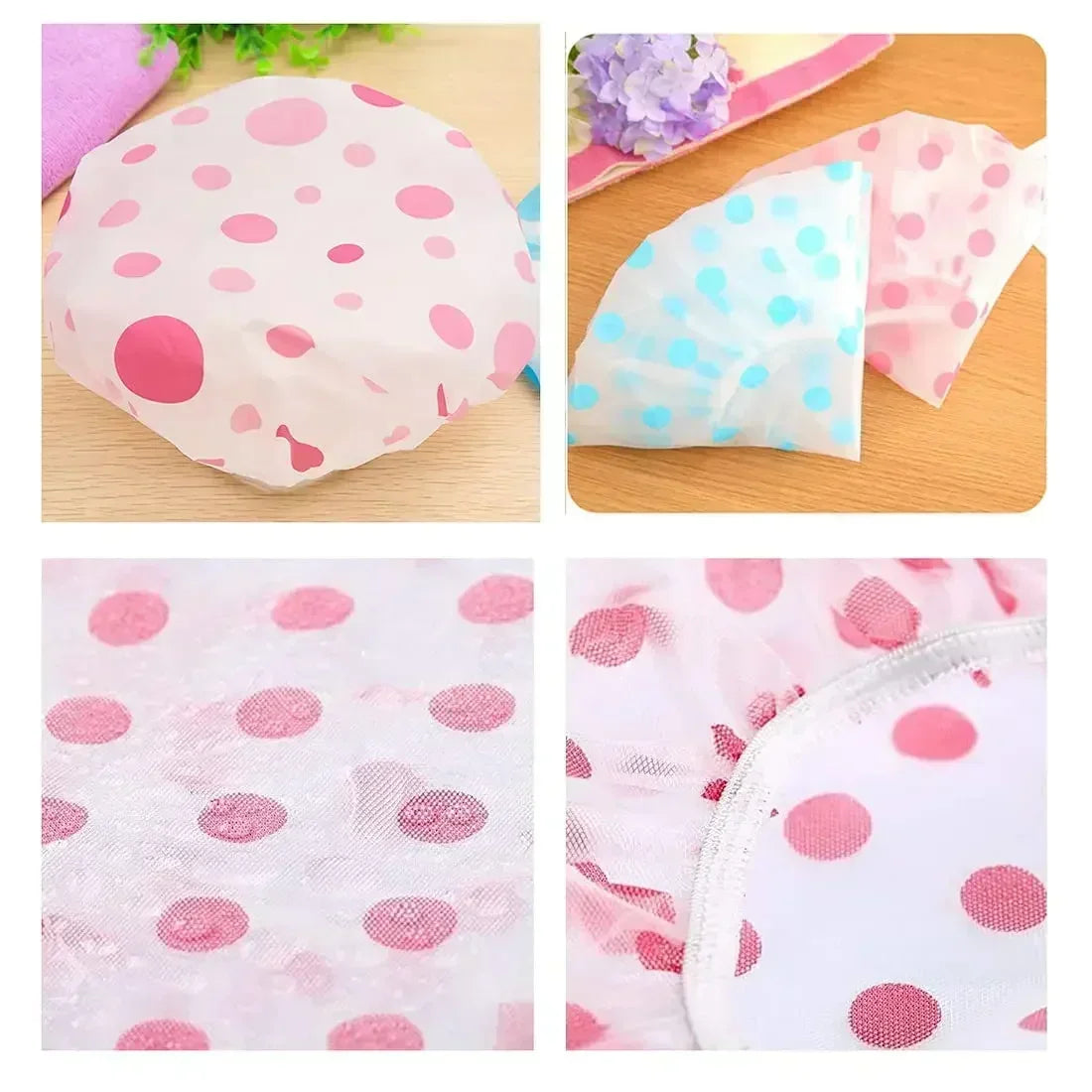 1/5Pcs Reusable Shower Cap with Elastic Band Waterproof & Thicken Bathing Hat for Women Perfect for Hair Salon & Home Use