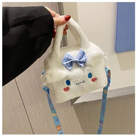 Kawaii Sanrio Plush Bag Kuromi Melody Cinnamoroll Cartoon Anime Handbag Crossbody Cosmetic Travel Storage Bags Women Girls Gifts