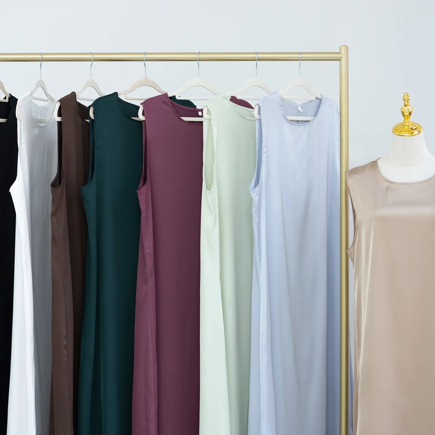 White Ramadan Inner Dresses Islamic Clothing For Women Dubai Abaya Turkey Arabic Muslim Dress Robe Musulmane Femme Vestidos Robe
