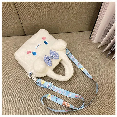 Kawaii Sanrio Plush Bag Kuromi Melody Cinnamoroll Cartoon Anime Handbag Crossbody Cosmetic Travel Storage Bags Women Girls Gifts
