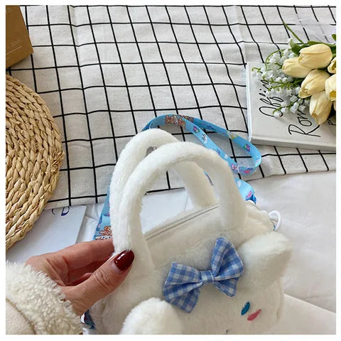 Kawaii Sanrio Plush Bag Kuromi Melody Cinnamoroll Cartoon Anime Handbag Crossbody Cosmetic Travel Storage Bags Women Girls Gifts