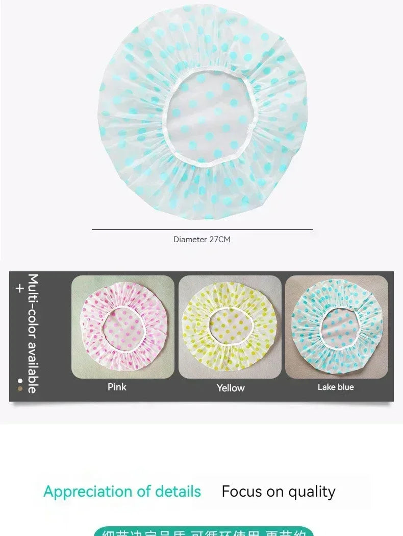 1/5Pcs Reusable Shower Cap with Elastic Band Waterproof & Thicken Bathing Hat for Women Perfect for Hair Salon & Home Use