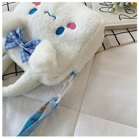Kawaii Sanrio Plush Bag Kuromi Melody Cinnamoroll Cartoon Anime Handbag Crossbody Cosmetic Travel Storage Bags Women Girls Gifts
