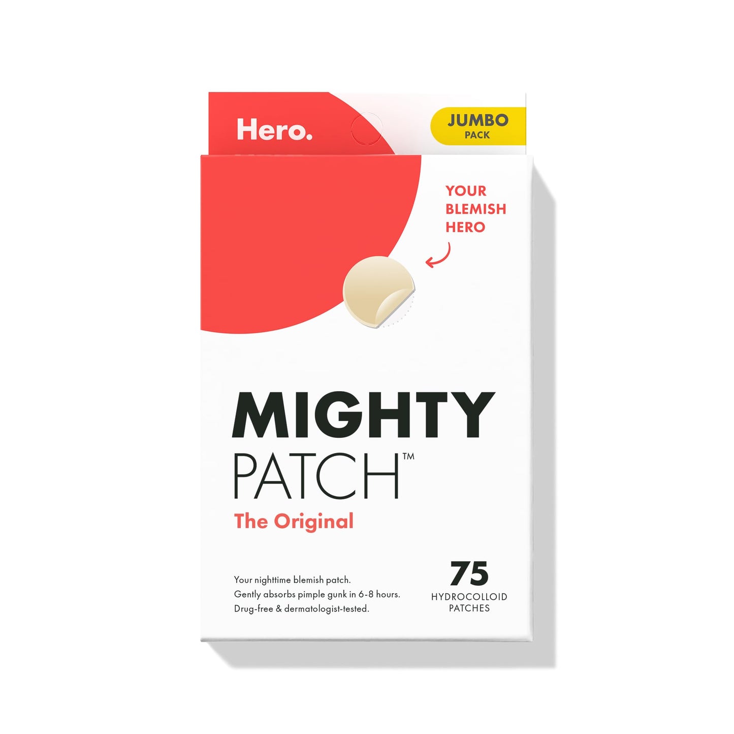 Mighty Patch™ Original patch from Hero Cosmetics - Hydrocolloid Acne Pimple Patch for Covering Zits and Blemishes in Face and Skin, Vegan-friendly and Not Tested on Animals (36 Count)