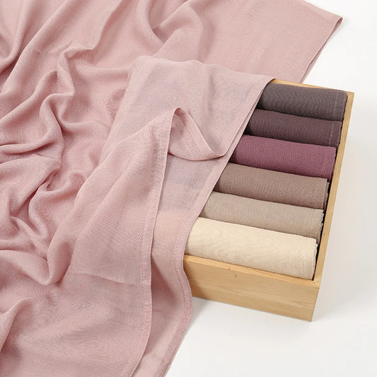 Muslim Modal Women Hijab Rayon Cotton Shawls For Women Plain Scarf Small Size Headscarf Islamic Turban Headband