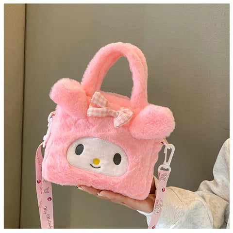 Kawaii Sanrio Plush Bag Kuromi Melody Cinnamoroll Cartoon Anime Handbag Crossbody Cosmetic Travel Storage Bags Women Girls Gifts